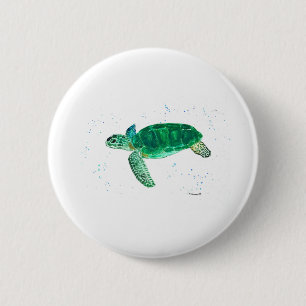 Badge Rond 5 Cm Eau de la tortue de mer verte océan tropical côtie