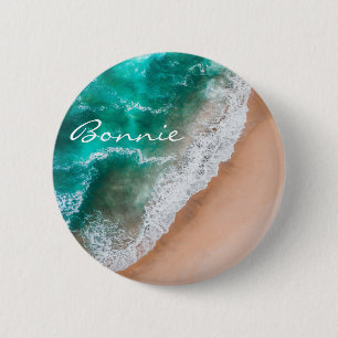 Badge Rond 5 Cm Eau de plage de sable en bord de mer été tropica