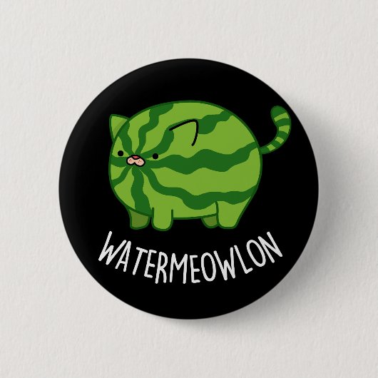 Badge Rond 5 Cm Eau-fond lon Funny Watermelon Chat Pun Dark BG (Devant)