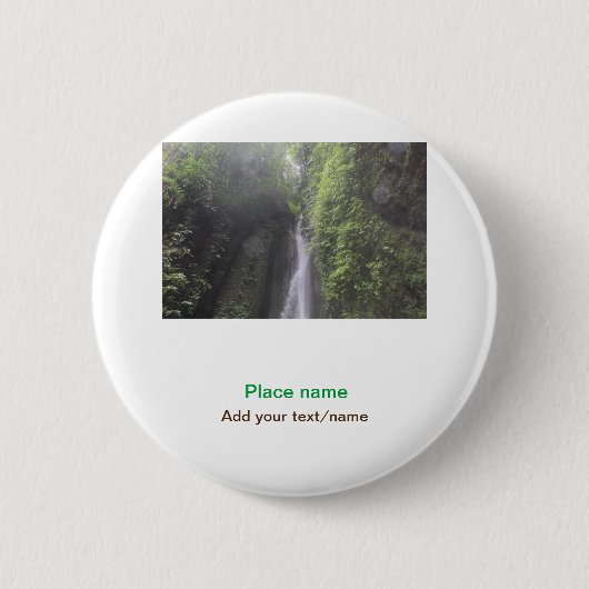 Badge Rond 5 Cm eau océan plage photo ajouter nom texte place été (Devant)