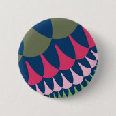 Badge Rond 5 Cm Écailles vert forêt et rose (Devant)