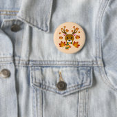 Badge Rond 5 Cm Écharpe d'automne Cerf Feuilles d'érable (En situation)