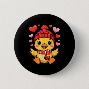 Badge Rond 5 Cm Écharpe d'hiver de la Saint-Valentin Canard Kawaii