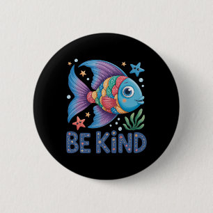 Badge Rond 5 Cm Échelle arc-en-ciel de poissons professeur lisant