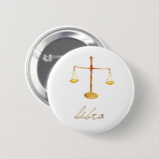 Badge Rond 5 Cm Échelles de Balance d'aquarelle (Devant & derrière)