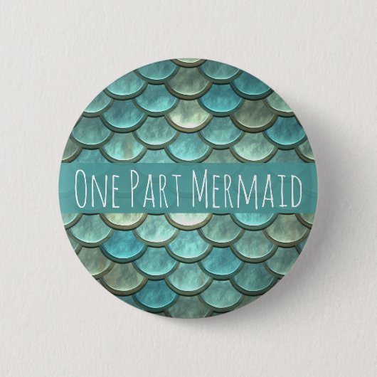 Badge Rond 5 Cm Échelles de sirène en Teal et argent (Devant)