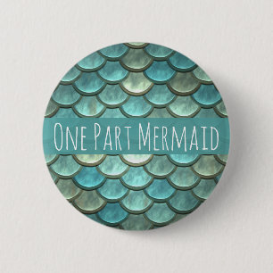 Badge Rond 5 Cm Échelles de sirène en Teal et argent
