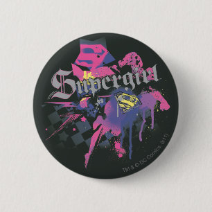 Badge Rond 5 Cm Éclaboussure Checkered de Supergirl
