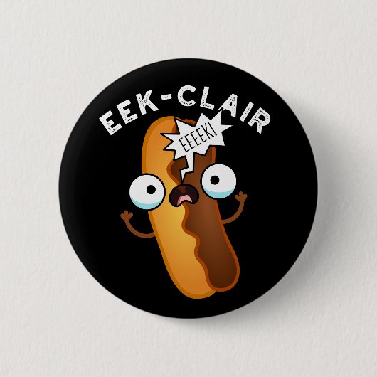 Badge Rond 5 Cm Éclair Drôle Eclair Pun Fond Sombre (Devant)