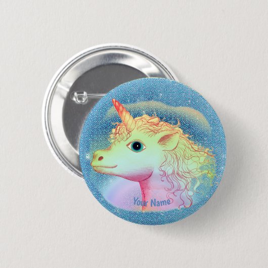 Badge Rond 5 Cm Éclair épingle Unicorn (Devant & derrière)