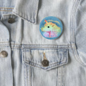Badge Rond 5 Cm Éclair épingle Unicorn (En situation)