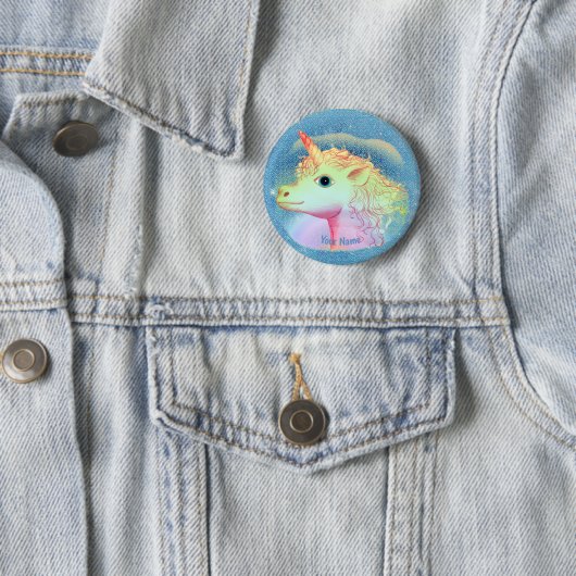 Badge Rond 5 Cm Éclair épingle Unicorn (En situation)
