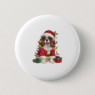 Badge Rond 5 Cm Éclairage de Noël Cavalier roi Charles Spaniel Chi