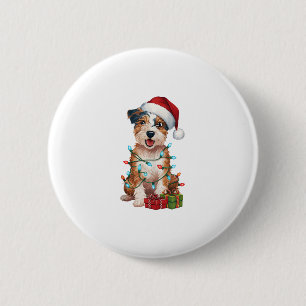 Badge Rond 5 Cm Éclairage de Noël chapeau australien Terrier Chien