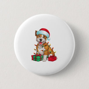 Badge Rond 5 Cm Éclairage de Noël Chapeau Cardigan Welsh Corgi Chi