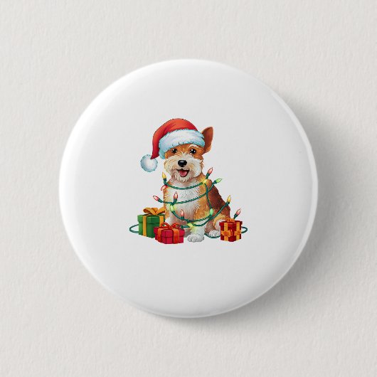 Badge Rond 5 Cm Éclairage de Noël Chapeau Dandie Dinmont Terrier C (Devant)