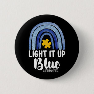 Badge Rond 5 Cm Éclairez-le en bleu Arc-en-ciel Autisme Sensibilis