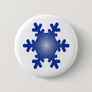 Badge Rond 5 Cm Éclatement du flocon de neige bleu sur blanc