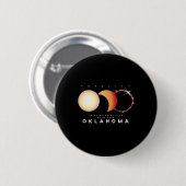 Badge Rond 5 Cm Eclipse 2024 Oklahoma Total Eclipse Astronomie gra (Devant & derrière)