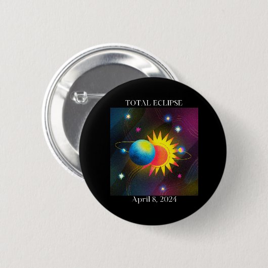 Badge Rond 5 Cm Eclipse Flare 04.08.24 Total Solaire Eclipse USA (Devant & derrière)
