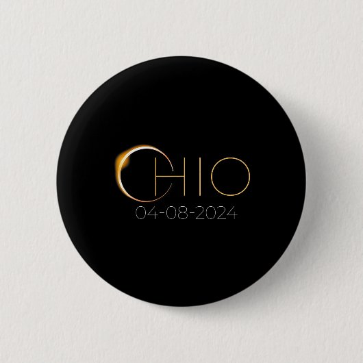 Badge Rond 5 Cm Éclipse solaire 2024 État Ohio Total Éclipse solai (Devant)