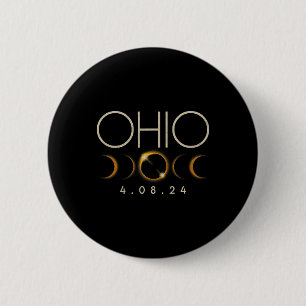 Badge Rond 5 Cm Éclipse solaire 2024 État Ohio Total Éclipse solai