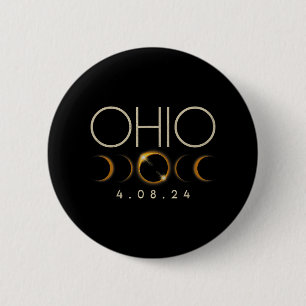 Badge Rond 5 Cm Éclipse solaire 2024 État Ohio Total Éclipse solai