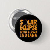Badge Rond 5 Cm Éclipse solaire 2024 Indiana (Devant & derrière)