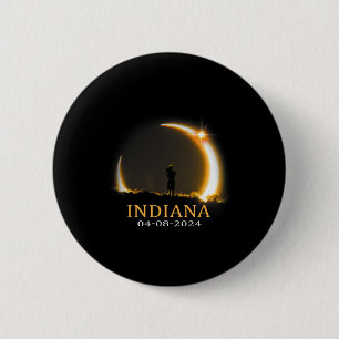 Badge Rond 5 Cm Éclipse solaire 2024 Indiana Total Éclipse solaire