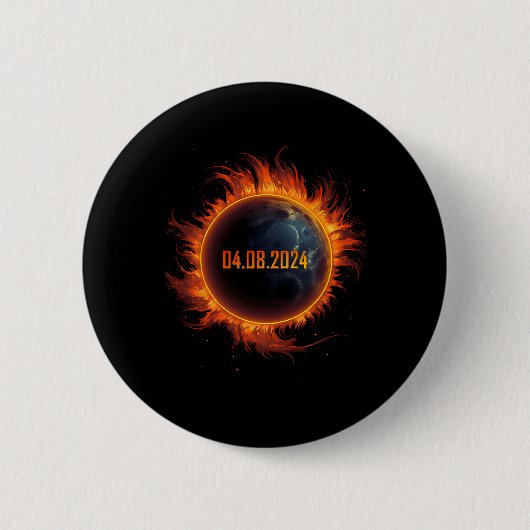 Badge Rond 5 Cm Éclipse solaire 2024 Total Éclipse solaire (Devant)