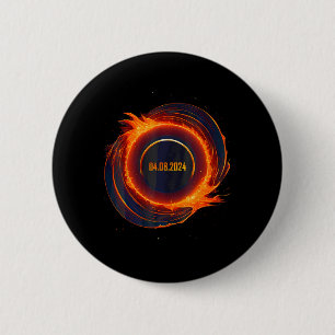 Badge Rond 5 Cm Éclipse solaire 2024 Total Éclipse solaire