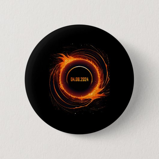Badge Rond 5 Cm Éclipse solaire 2024 Total Éclipse solaire (Devant)