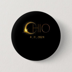 Badge Rond 5 Cm Éclipse solaire 2024 Total Éclipse solaire État Oh