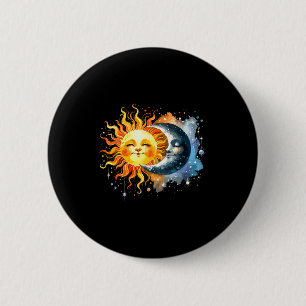 Badge Rond 5 Cm Éclipse solaire de totalité Design Lune Soleil