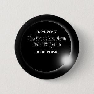 Badge Rond 5 Cm Éclipse solaire double datée 2024 & 2017