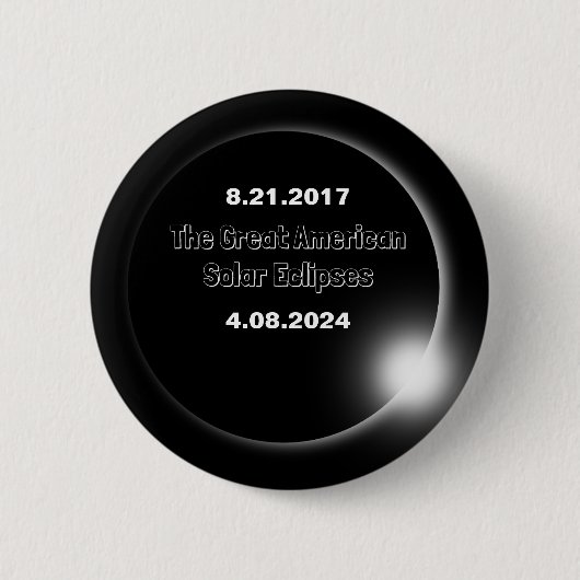 Badge Rond 5 Cm Éclipse solaire double datée 2024 & 2017 (Devant)