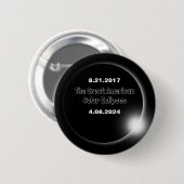 Badge Rond 5 Cm Éclipse solaire double datée 2024 & 2017 (Devant & derrière)