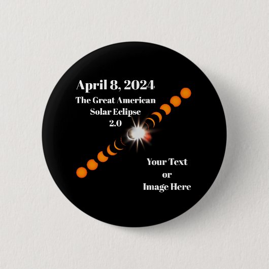 Badge Rond 5 Cm Éclipse solaire totale 2024 (Devant)