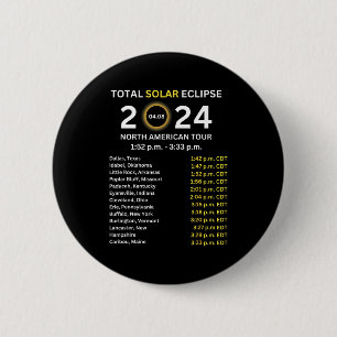 Badge Rond 5 Cm Éclipse solaire totale 2024 8 avril Trajet de l'éc