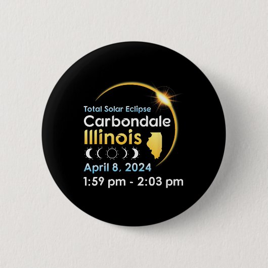 Badge Rond 5 Cm Éclipse Solaire Totale À Carbondale Illinois Sur A (Devant)