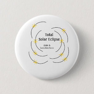 Badge Rond 5 Cm éclipse solaire totale ajouter date lieu moitié so