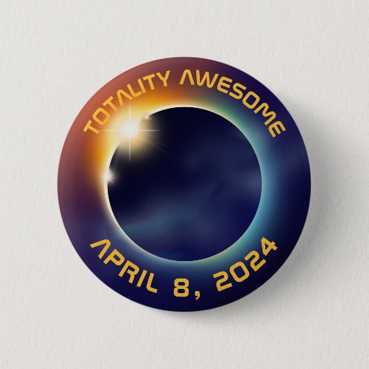 Badge Rond 5 Cm Éclipse solaire totale| Astronomie (Devant)