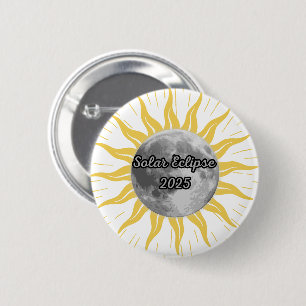 Badge Rond 5 Cm Éclipse solaire unique 2025 Lune et soleil