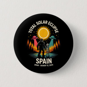 Badge Rond 5 Cm Éclipse totale de soleil en Espagne 2026 Bigfoot A