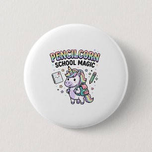 Badge Rond 5 Cm École de licorne Pencilcorn Magie Charmante Merch 
