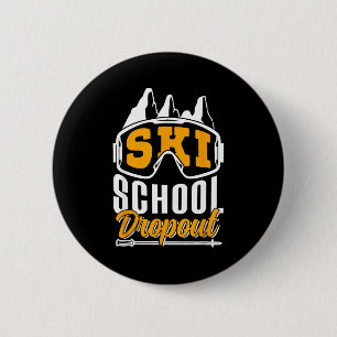 Badge Rond 5 Cm École de ski annulatrice de skieuse de ski