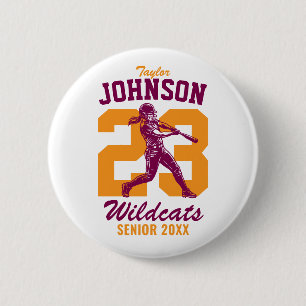 Badge Rond 5 Cm École de softball senior Sports Fille Joueuse de b