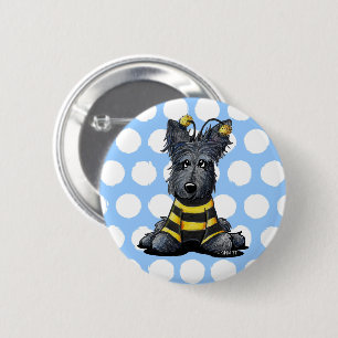 Badge Rond 5 Cm Ecosse Chien Bee