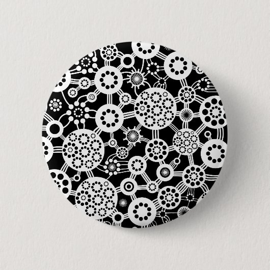 Badge Rond 5 Cm Écosystème - Blanc sur noir (Devant)