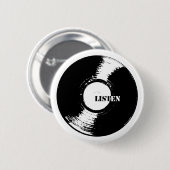 Badge Rond 5 Cm Écoutent le bouton de vinyle (Devant & derrière)